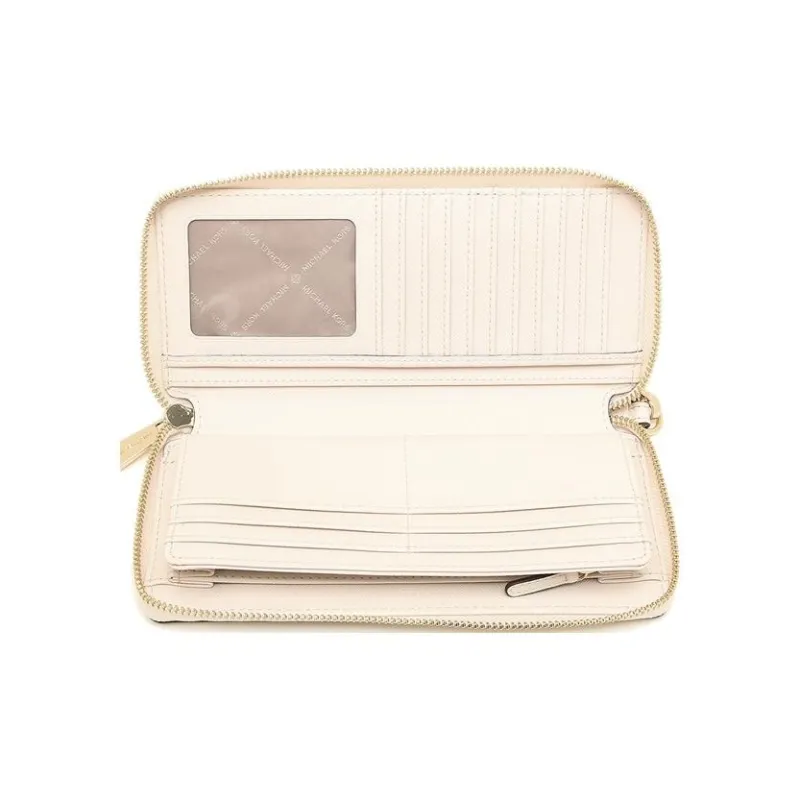 MICHAEL KORS Jet Set Travel Litchi Grain Leather Wallet Large Size Women's Milk White-5