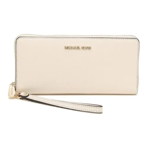 MICHAEL KORS Jet Set Travel Litchi Grain Leather Wallet Large Size Women's Milk White