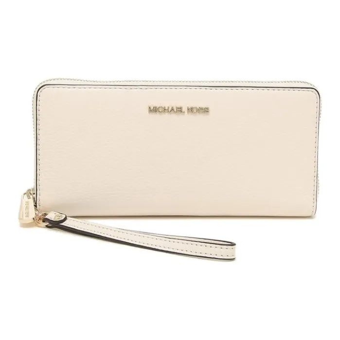 MICHAEL KORS Jet Set Travel Litchi Grain Leather Wallet Large Size Women's Milk White-0