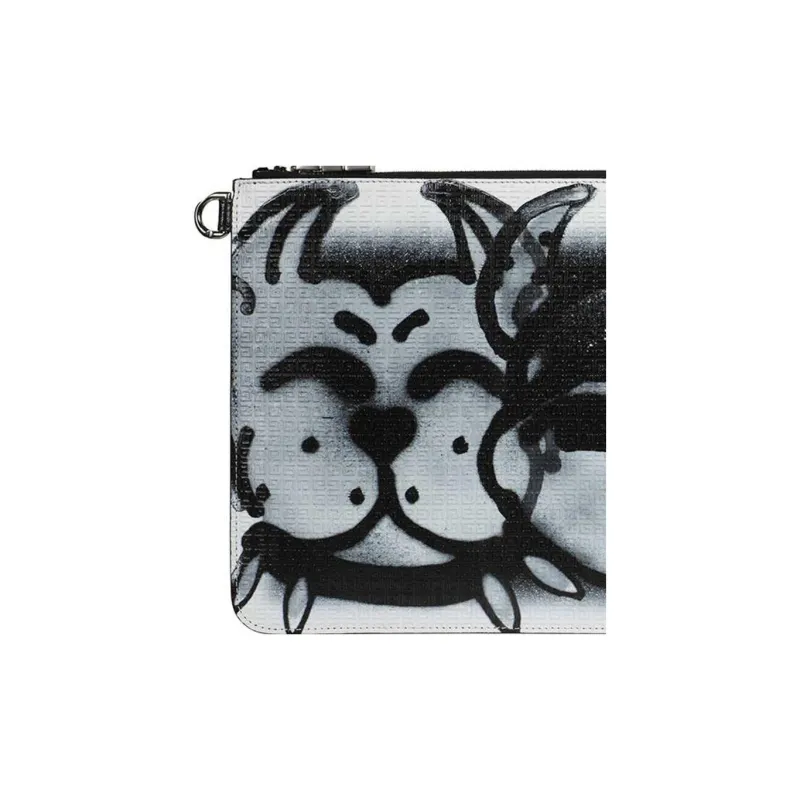 GIVENCHY Calfskin Clutch Large Size Men's Black/White-2