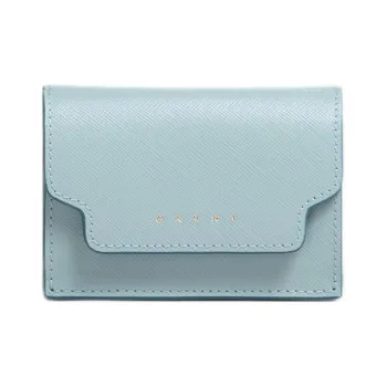 MARNI Saffiano Calfskin Wallet Women's Blue Crystal