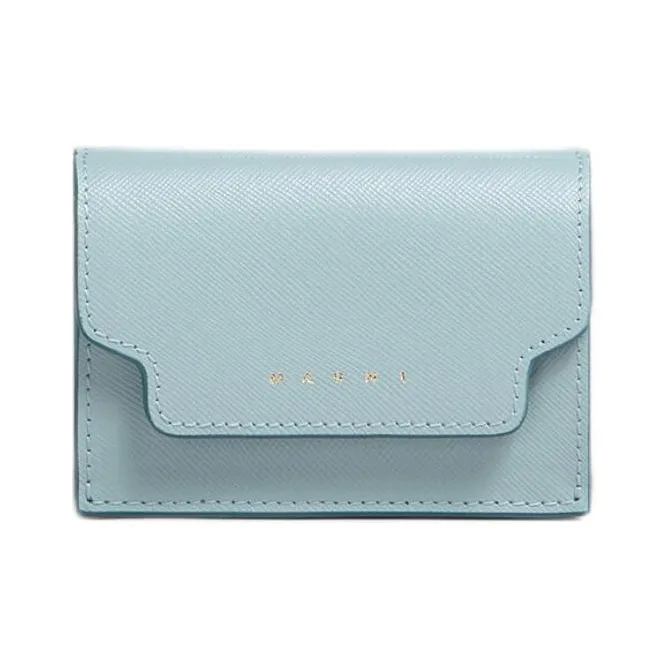MARNI Saffiano Calfskin Wallet Women's Blue Crystal-0