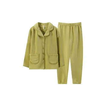Yi Fen Polar Fleece Women's Fall And Winter Thickened And Fleece-Lined Coral Fleece Loungewear Flannel Winter Home Set