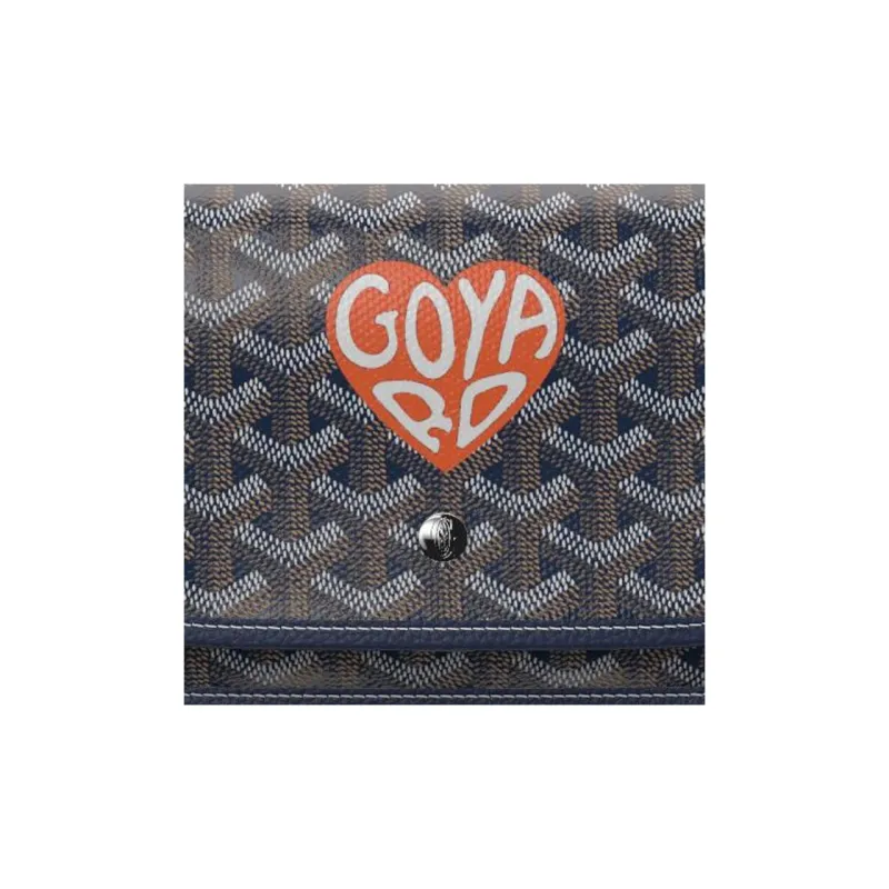 GOYARD Canvas With Leather Envelope Bag Crossbody Bag Shoulder Bag Unisex Dark Blue Multicolor With Orange Small Heart-5