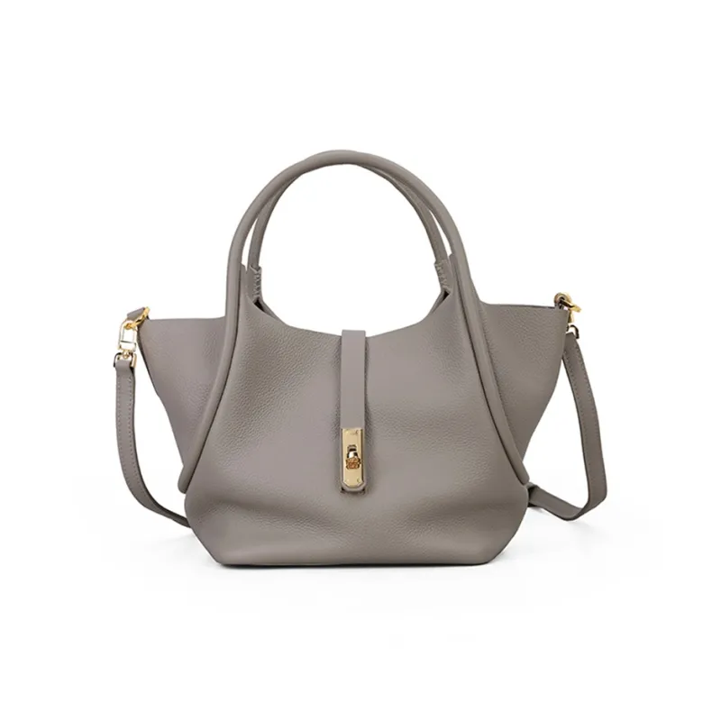 PIERRE CARDIN Versatile Commute Women's Bag Fashion Genuine Leather One Shoulder Handbag Women's Ecru/Black/Brown-18