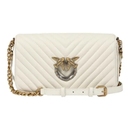 PINKO Click Series Sheepskin Shoulder Bag Crossbody Bag Small Size Women's White