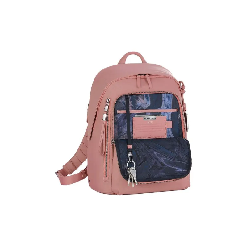 TUMI Voyageur Nylon Backpack Medium Size Women's Gray Pink-2