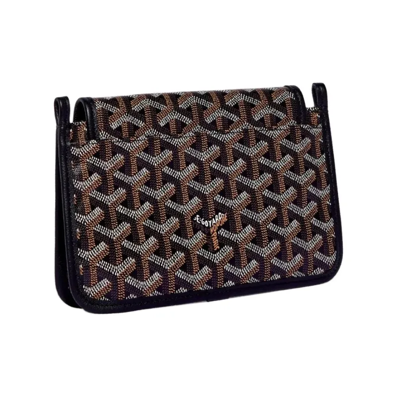 GOYARD Plumet Canvas With Leather Envelope Bag Clutch Crossbody Bag Shoulder Bag Unisex Black/Blue Small Heart Edition-3