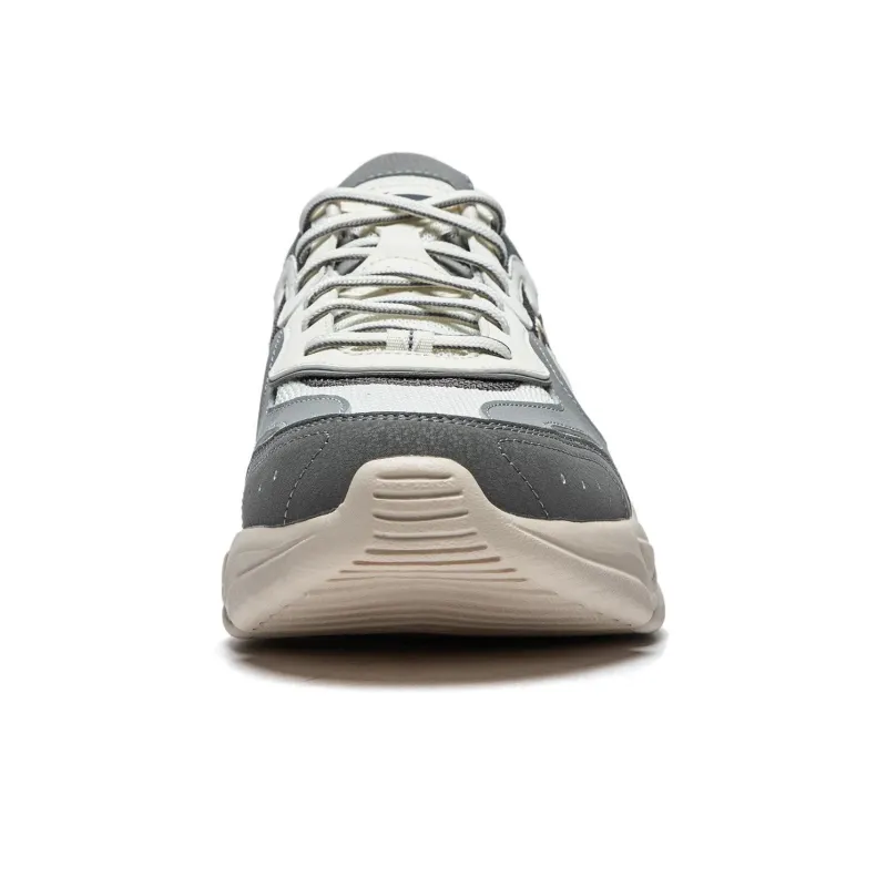 LiNing Clouds Thicker Bottom Increases Cushioning Wear Resistant Low Top Casual Shoes Men's Gray-4