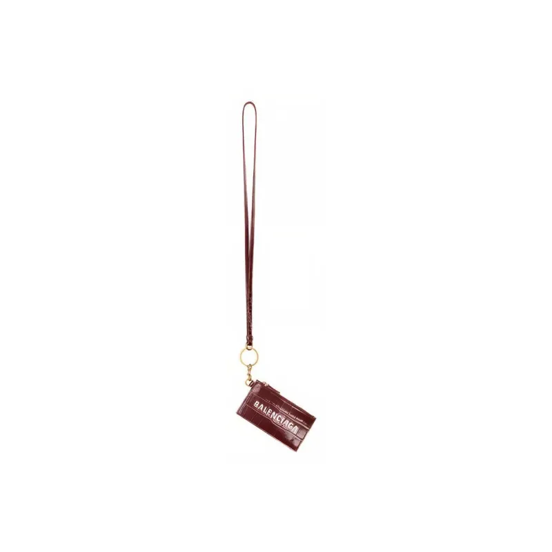Balenciaga Calfskin Card Sleeve Card Holder Card Case Men's Deep Red-1