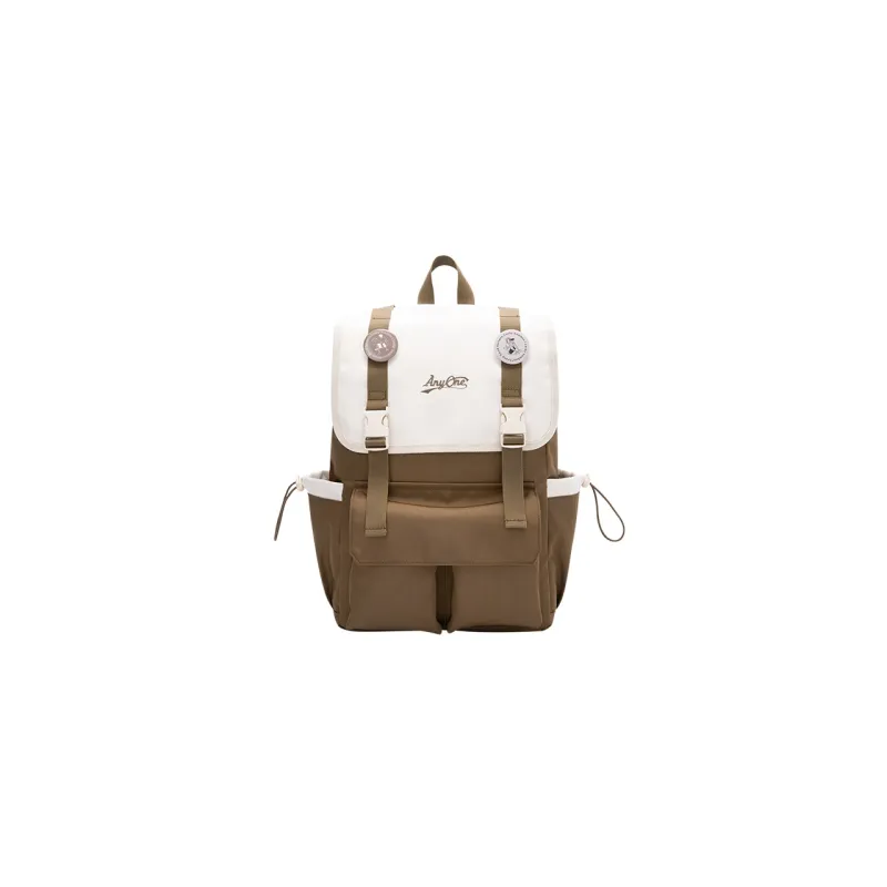 SEM/R Nylon Laptop Backpack Large Size Unisex Cream / Caramel Brown / Black-3