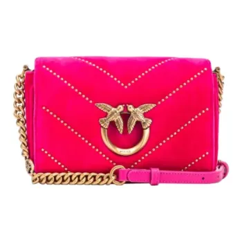 PINKO Velvet One Shoulder Crossbody Clutches Mini Women's Magenta