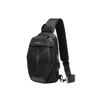 COLINS KEIRS Nylon Fabric Backpack Shoulder Bag Crossbody Bag Sling Bag Medium Size Unisex Black