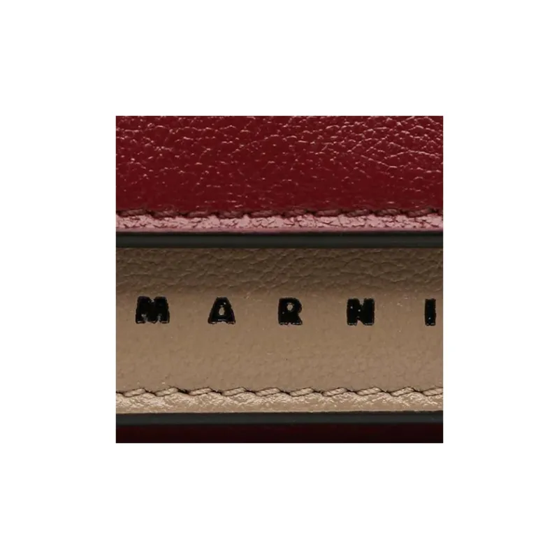 MARNI Calfskin Wallet Men's Burgundy & Beige-7
