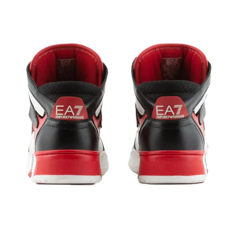 EMPORIO ARMANI EA7 Wear Resistant High Top Skateboard Shoes Unisex Black Red-4