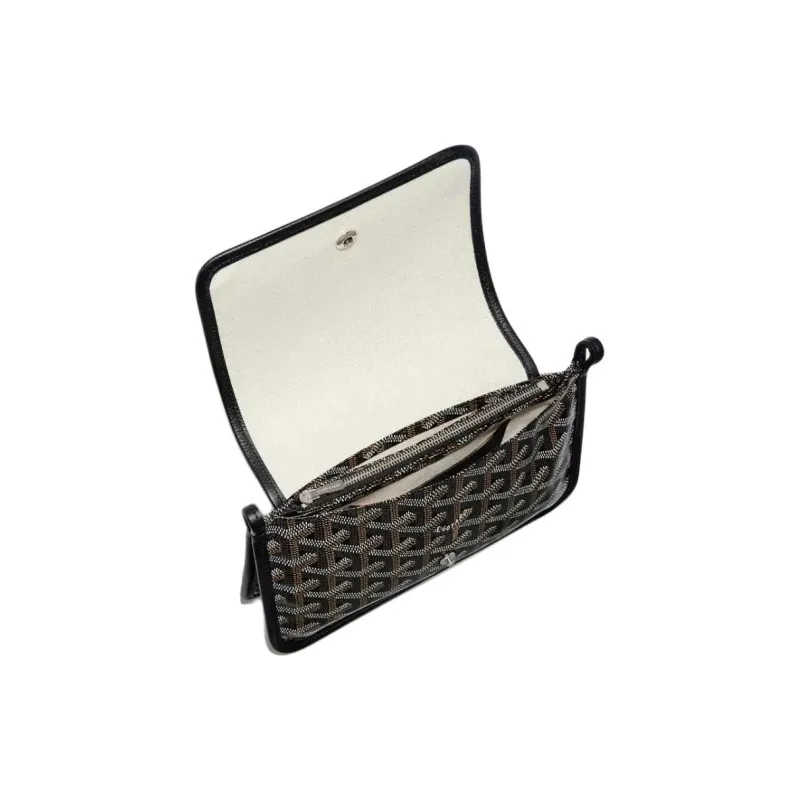 GOYARD Plumet Canvas With Leather Envelope Bag Clutch Crossbody Bag Shoulder Bag Unisex Black/Blue Small Heart Edition-4