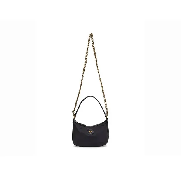 PINKO Half Moon Series Polyamide Crescent Bag Portable Crossbody Bag Shoulder Bag Mini Women's Black-1