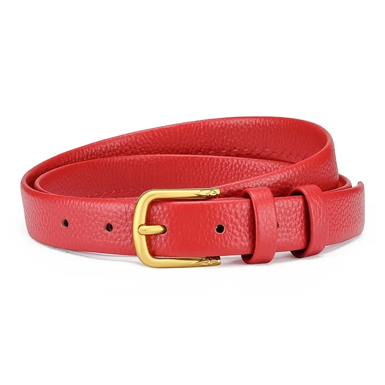 FAIRWHALE Top Grain Cow Leather Alloy Pin Buckle Slim Waist Genuine Leather Belt Women's Width 2.5CM-3