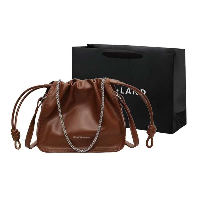 PINK·LAND PU Bucket Bags Crossbody Bag Shoulder Bag Regular Women's Black/White/Brown/Coffee-5