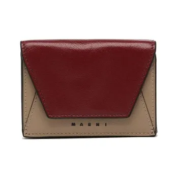 MARNI Calfskin Wallet Men's Burgundy & Beige