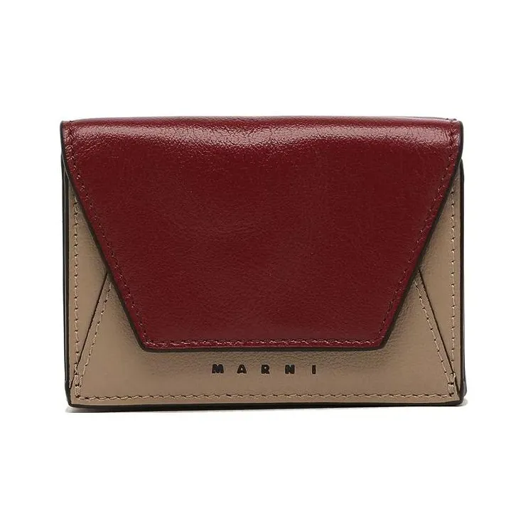 MARNI Calfskin Wallet Men's Burgundy & Beige-0