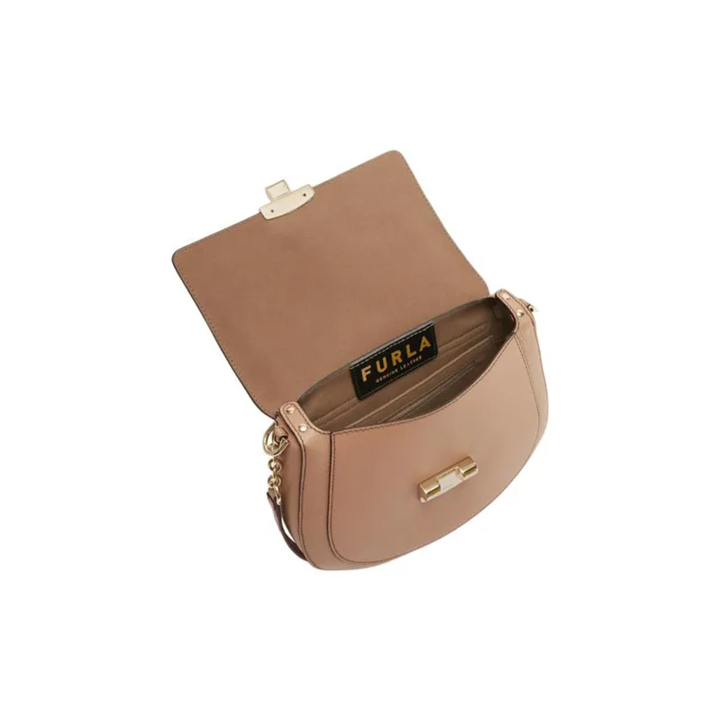 Furla Calfskin Shoulder Bag, Crossbody Bag Regular Women's Brown-3