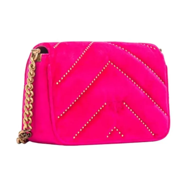 PINKO Velvet One Shoulder Crossbody Clutches Mini Women's Magenta-2