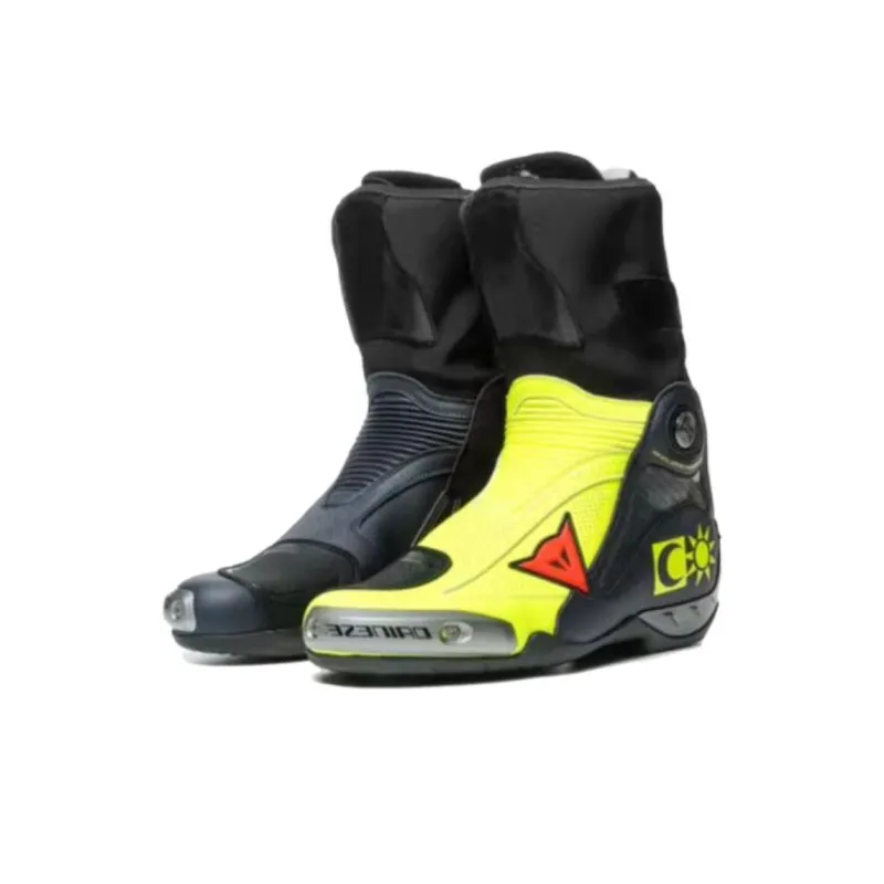 DAINESE Axial D1 Replica Anti-Slip Wear-Resistant High-Top Cycling Shoes Men's Black Yellow Red-2