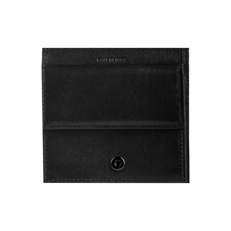 Balenciaga Neo Classic Grained Calfskin Card Clip Zero Wallet Men's Black-3