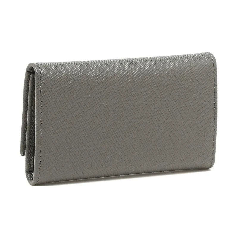 PRADA Saffiano Leather Key Pouch Men's Gray-2