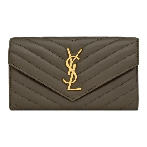 SAINT LAURENT CASSANDRE Lambskin Wallet Large Size Women's Light Musk