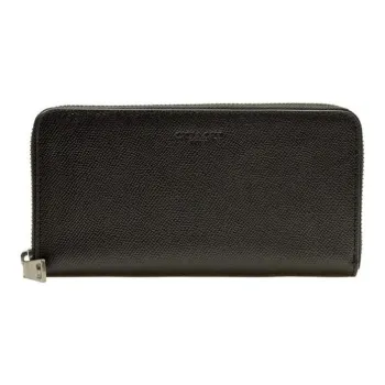COACH Cross Grain Leather Wallet Women's Black