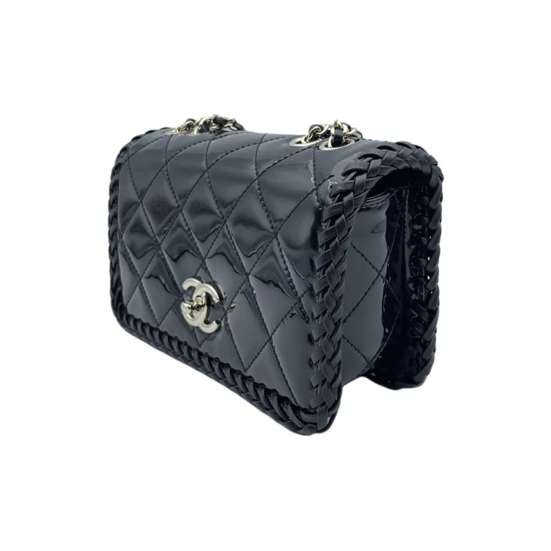 CHANEL Patent Leather Flap Bag, Crossbody Bag, Shoulder Bag Trumpets Women's Black-1