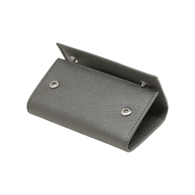 PRADA Saffiano Leather Key Pouch Men's Gray-4