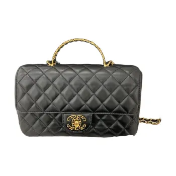 CHANEL Sheepskin Shoulder Bag Crossbody Bag Small Size Women's Black