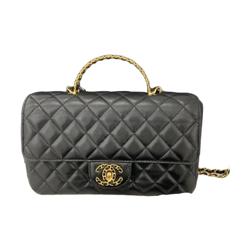 CHANEL Sheepskin Shoulder Bag, Crossbody Bag Trumpets Women's Black-0