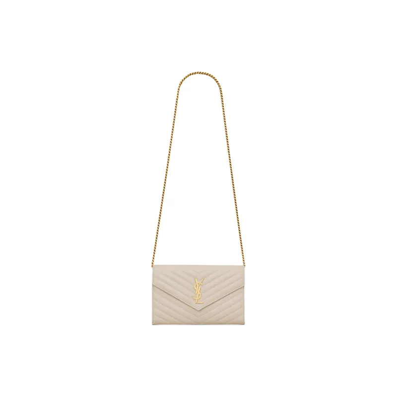 SAINT LAURENT CASSANDRE Lambskin Wallet, Shoulder Bag, Crossbody Bag Regular Women's Vintage White-0