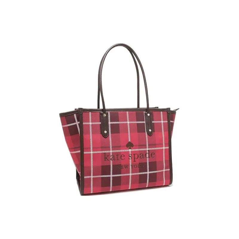 Kate Spade Fabric Artificial Leather Tote Bag Shopping Bag Shoulder Bag Handbag Women's Rose Red-3