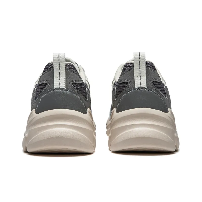 LiNing Clouds Thicker Bottom Increases Cushioning Wear Resistant Low Top Casual Shoes Men's Gray-5