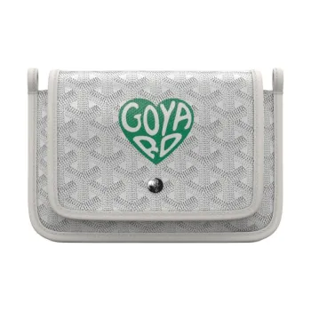 GOYARD Plumet Canvas With Leather WOC Envelope Bag Clutch Crossbody Bag Shoulder Bag Unisex White/Green Heart Edition