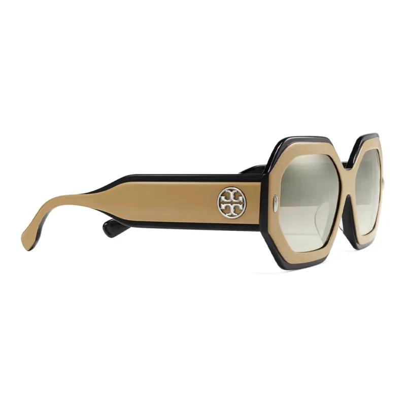 TORY BURCH Acetate Irregular Shape Sunglasses Women's Brown-1