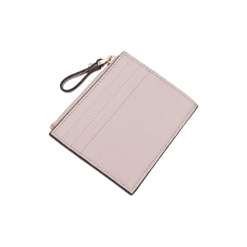 Valentino Rockstud Grained Calfskin Card Holder Women's Water Lilac-3