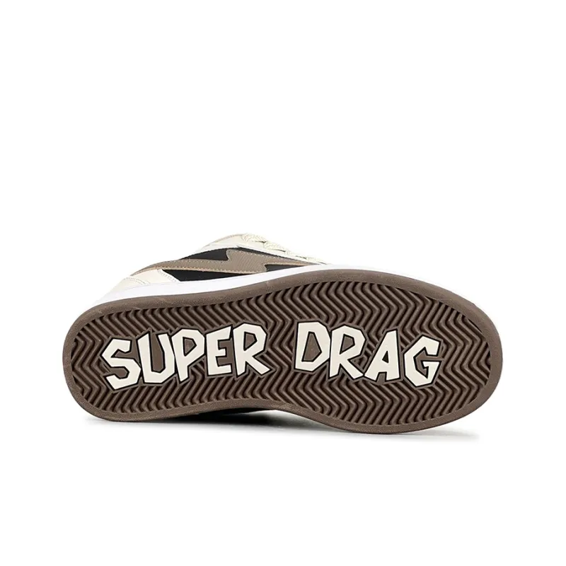 LuzaoT SUPER DRAG Lightning Puffy Shoes Skateboard Shoes Unisex Beige Black-5
