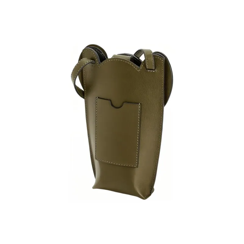 LOEWE Elephant Pocket Cow Leather Cell Phone Pouch Shoulder Bag Crossbody Bag Women's Dark Khaki Green-2