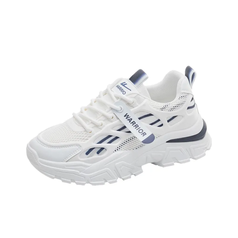 Warrior Wing Series Cushioned Abrasion Resistant Slip Resistant Low Top Chunky Sneakers Unisex Blue White-1