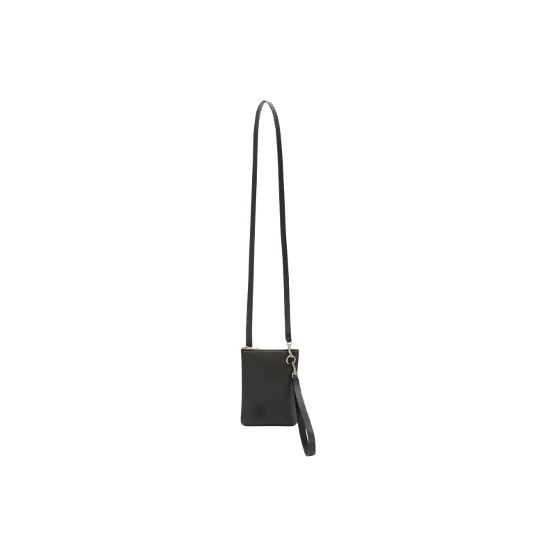 JIL SANDER Leather Crossbody One Shoulder Clutch Medium Size Unisex Black-1