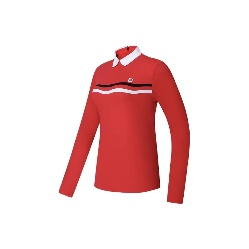 FILA Golf Series Polo Shirt Women's Fluorescent Flame Red-2
