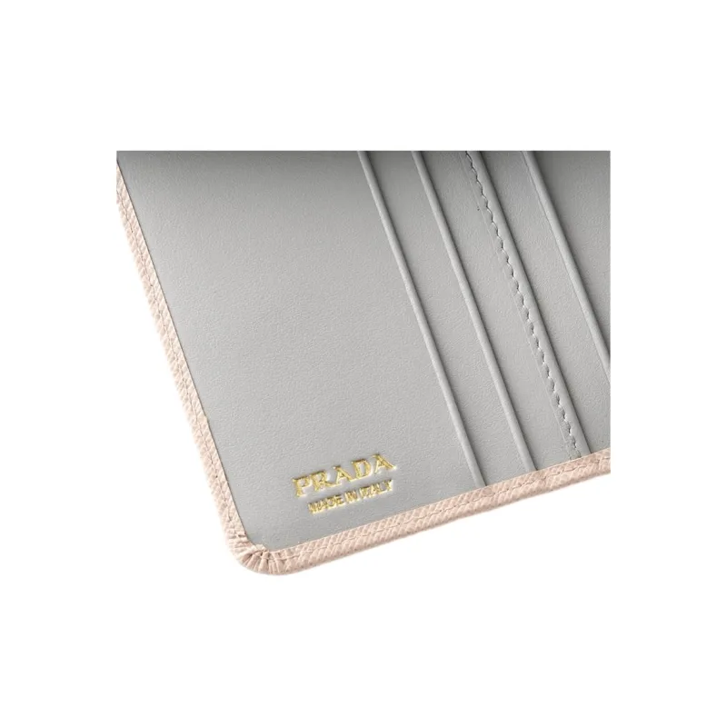 PRADA Leather Wallet Women's Beige & Blue-5