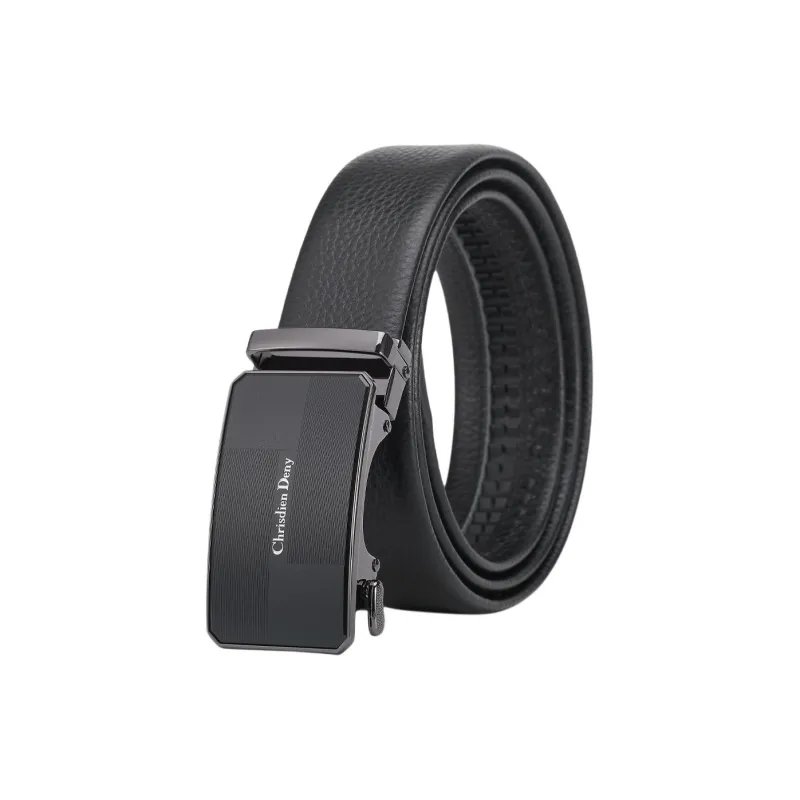 Chrisdien Deny High Quality Business Automatic Buckle Casual Commute Belt Men's Black Width  3.8cm-0