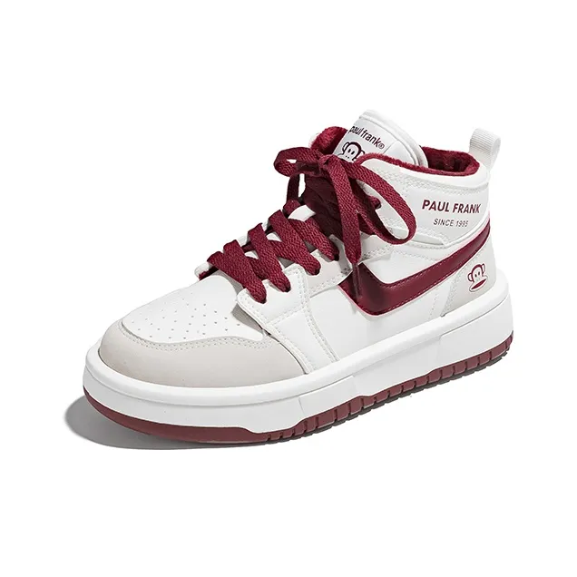 PAUL FRANK Anti-Slip Wear-Resistant High-Top Skateboard Shoes Unisex Jam Red-1